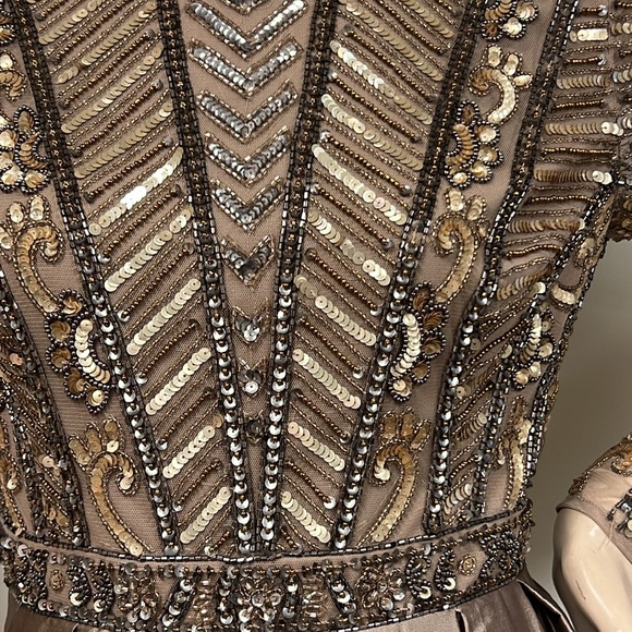 Aidan Mattox beaded long sleeves pleated with pockets long gown - Picture 6 of 8